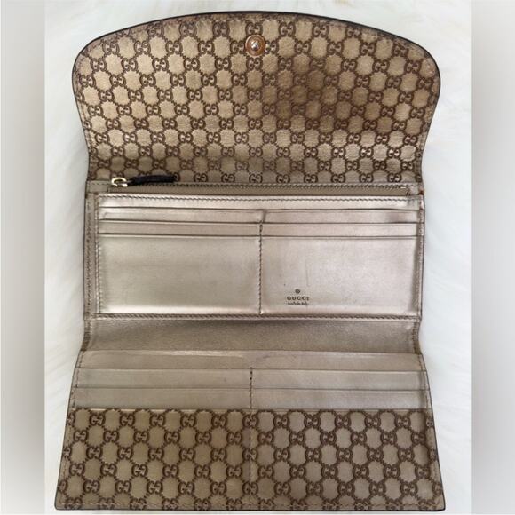 Gucci Metallic Leather Microguccisima Trifold Long Wallet - Picture 8 of 10